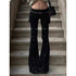 ZHIZOU Black Flare Trousers for Women