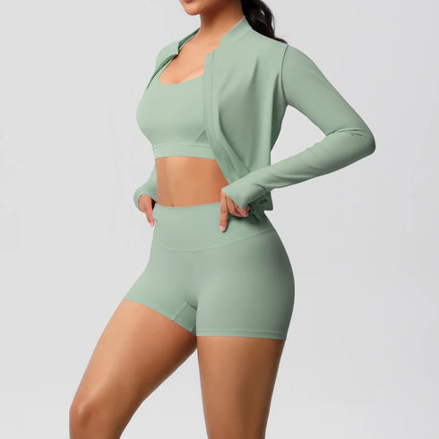 3-Piece Brown Yoga Set for Women