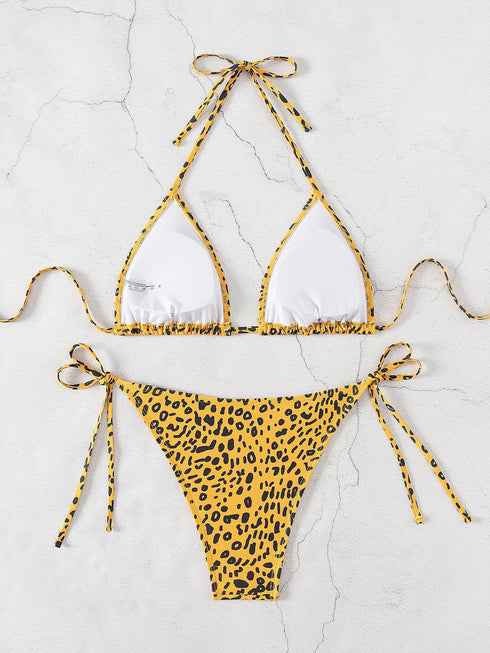 Floral Print Triangle Bikini Set with Brazilian Bottoms