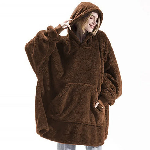 Oversized Hooded Fleece Hoodie Blanket for Women
