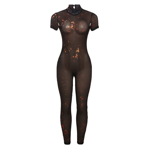 Colorful Print Backless Jumpsuit for Women