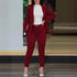 Notched Neck Blazer & High Waist Pants Set for Women