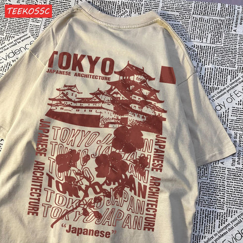 Tokyo Sakura Print Oversized Women's T-Shirt