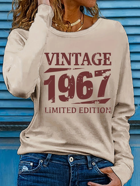 Women's Vintage 1967 Letter Printed Long Sleeve T-shirt