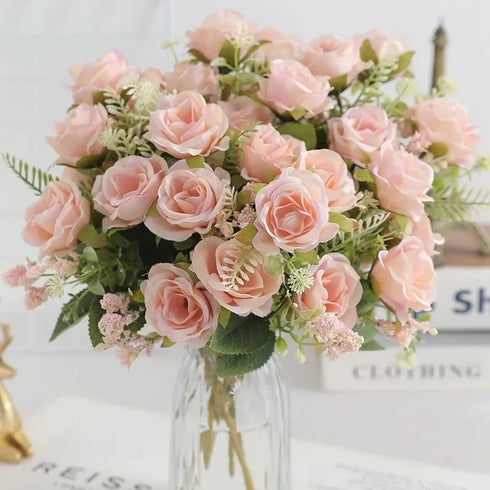 30cm White Silk Peony Bouquet with 5 Large Heads