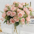 30cm White Silk Peony Bouquet with 5 Large Heads