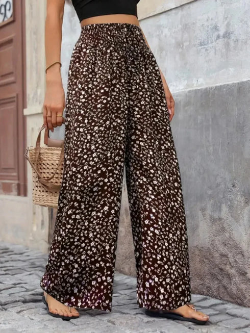 Floral Print Wide Leg Pants in Plus Sizes 1XL-5XL