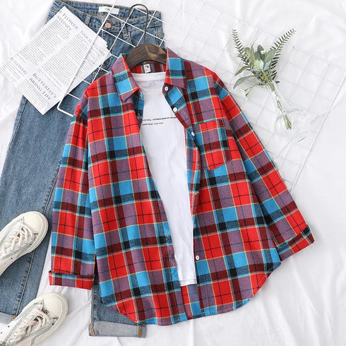 Casual Women's Flannel Plaid Shirt - Autumn Collection