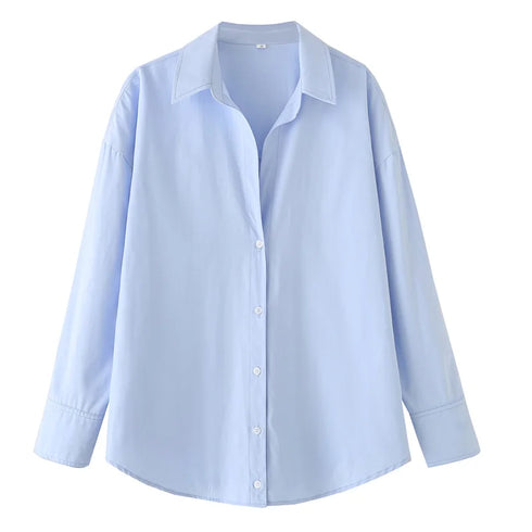 HXAO 2025 Shirts Blouses New Long Striped Shirt Women Long Sleeve Casual Shirts Large Tops Summer Plain Button Up Shirts 088