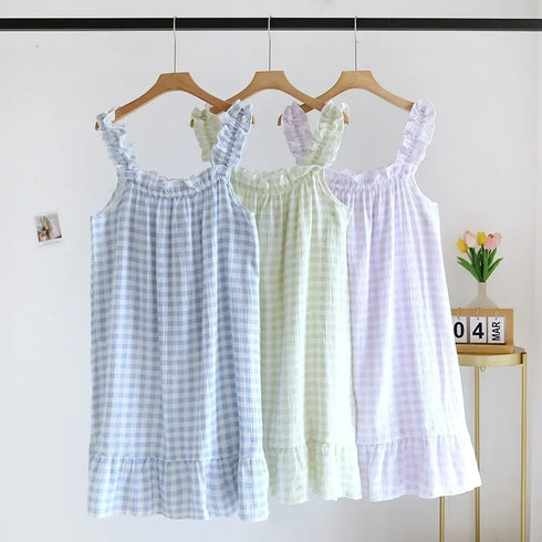 Ladies Summer Cotton Spaghetti Strap Nightdress