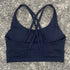 Solid Colour Cross Back Sports Bra with Multiple Straps