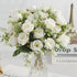 30cm White Silk Peony Bouquet with 5 Large Heads