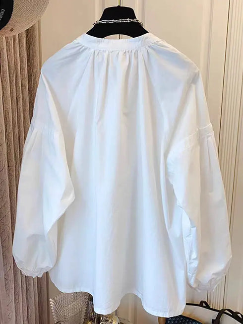 Spring Autumn Casual Chiffon Shirt Women Shirts Fashion Female Long Sleeve O-neck Loose Solid Blouse Tops Office Lady Shirts