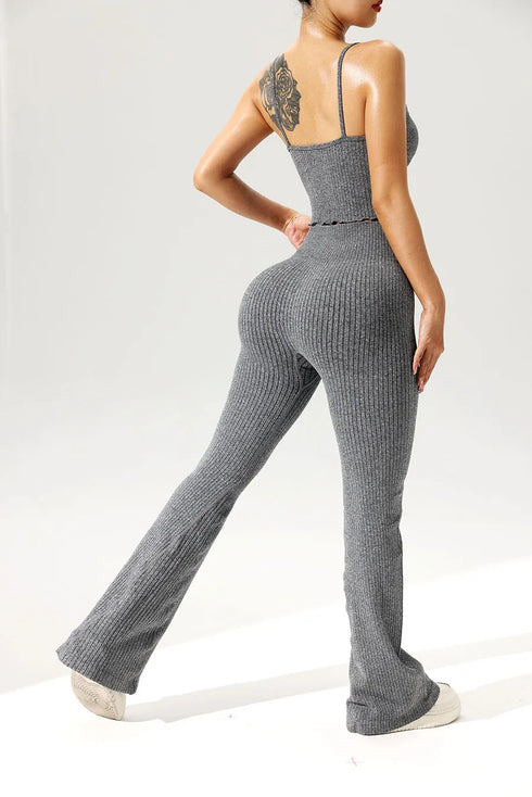 Seamless Flared Pants & Ribbed Tank Top Set