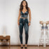 Blue Faux Leather High Waist Pants with Zipper Detail