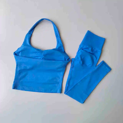 Seamless Women's Sports Fitness Set with High-Waisted Leggings