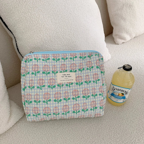 Quilted Cotton Travel Storage Bag - Retro Cherry Design