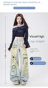 Trendy Y2K Vintage Wide Leg Jeans with Artistic Print