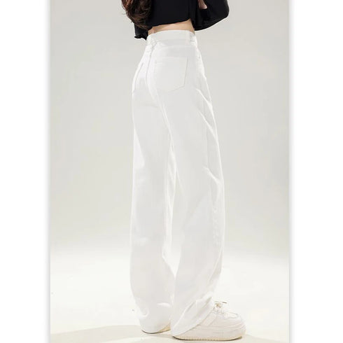 High Waist Loose Fit Denim Trousers for Women