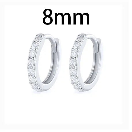 Stainless Steel Link Chain Hoop Earrings with Zirconia
