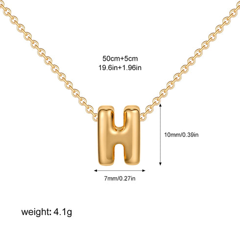 3D Bubble Initial A-Z Mini Necklace - Gold Plated
