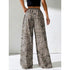 Plus Size Leopard Print Wide Leg Trousers