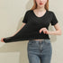 V-Neck Slim Fit Cotton Tee for Women - Classic White & Black