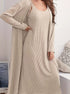 Khaki Plus Size Woven Casual Set for Women