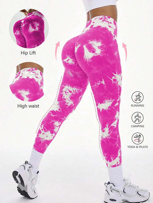 Women's High Waist Seamless Tie-Dye Yoga Leggings
