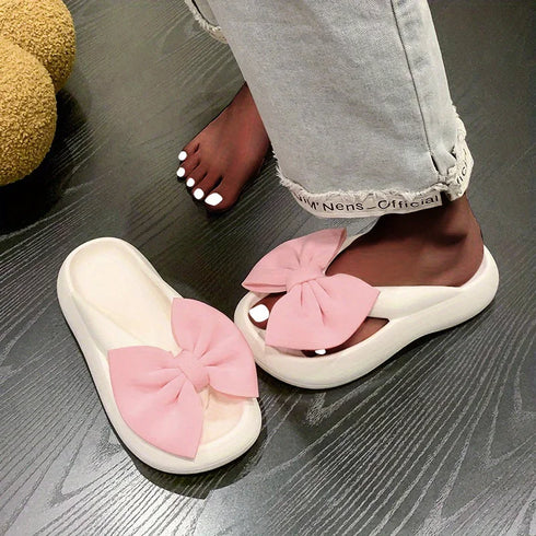 Women's Kawaii Bow Pillow Flip Flops - Soft Non Slip Slides