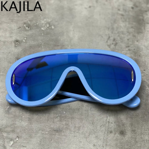 Oversized Wave Mask One-Piece Sunglasses for Women
