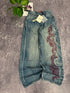 Embroidered Baggy Wide Leg Jeans for Women
