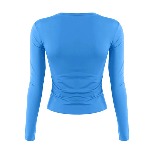 Womens Long Sleeve Bodycon Crop Top - Solid Colours