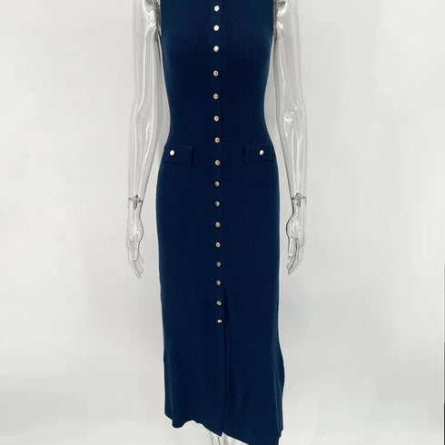 Tossy Knit Ribbed Cardigan Maxi Dress Elegant Sleeveless Style