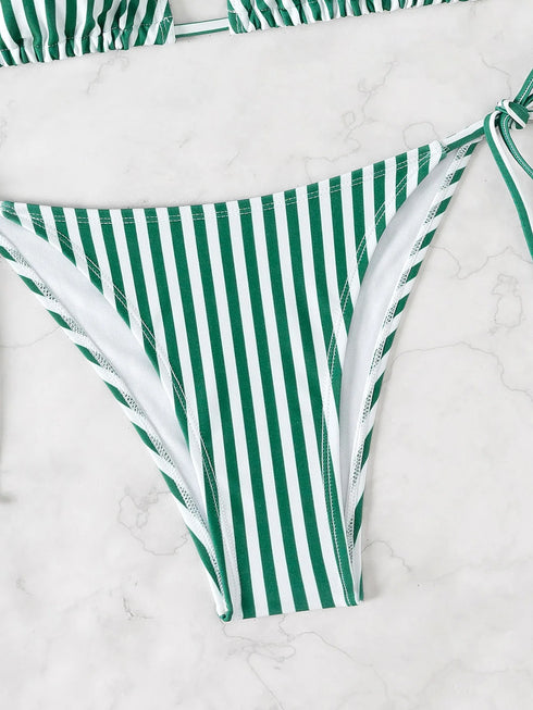 Floral Print Triangle Bikini Set with Brazilian Bottoms