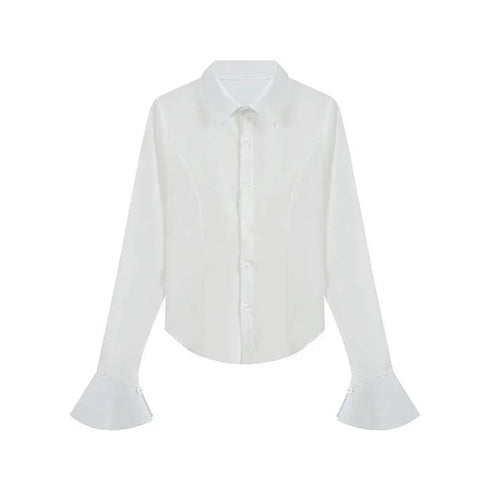 Slim Fit Flared Sleeve Women's Blouse