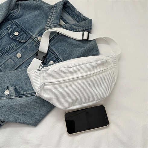 Corduroy Women Waist Bag Canvas Student Shoulder Crossbody Chest Bag Fanny Pack Fashion Phone Banana Female Bum Belt Bags
