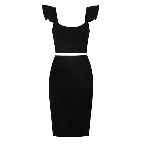 Summer Women’s Bodycon Skirt Suit in Black, Red, and Pink