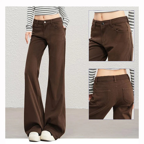 Women's High Waist Wide Leg Denim Trousers