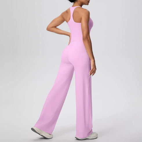 Backless Yoga Set with Wide Leg Pants