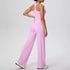 Backless Yoga Set with Wide Leg Pants