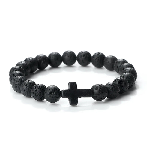 Jesus Cross Natural Stone Bracelet for Men