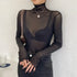 Chic See-Through Long Sleeve T-Shirt in Pink & Green