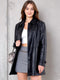 Women's Black Faux Leather Biker Jacket