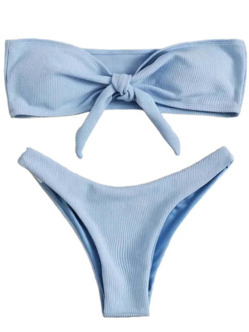 Women's Low Waisted Thong Bikini Bottoms - Red & White