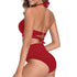 High Waist Halter Bikini Set in Red