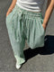 Plus Size Striped Drawstring Casual Pants