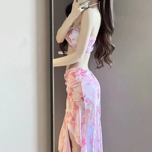 Women's Floral Halter Neck Maxi Dress