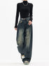 High Waist Wide Leg Jeans in Navy Blue