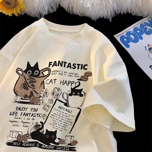 Unisex Oversized Cartoon Print T-shirt in Plus Sizes